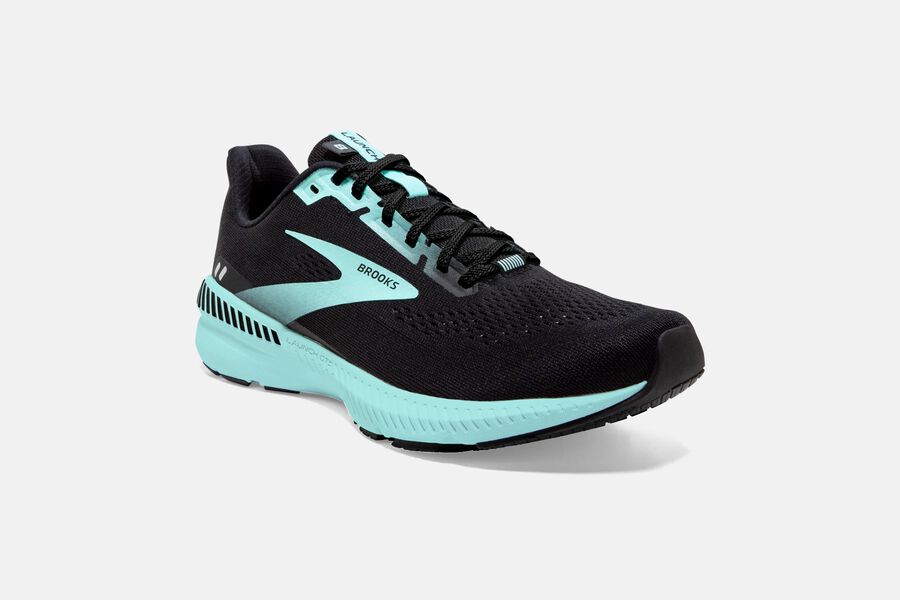 Brooks Launch GTS 8 Road Running Shoes - Womens - Black/Blue - YI4397206